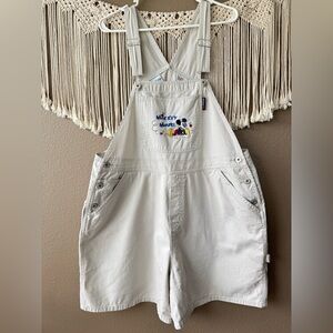 Vintage Disney Mickey Mouse ladybug Beige Embroidered Overalls 90’s mom D
